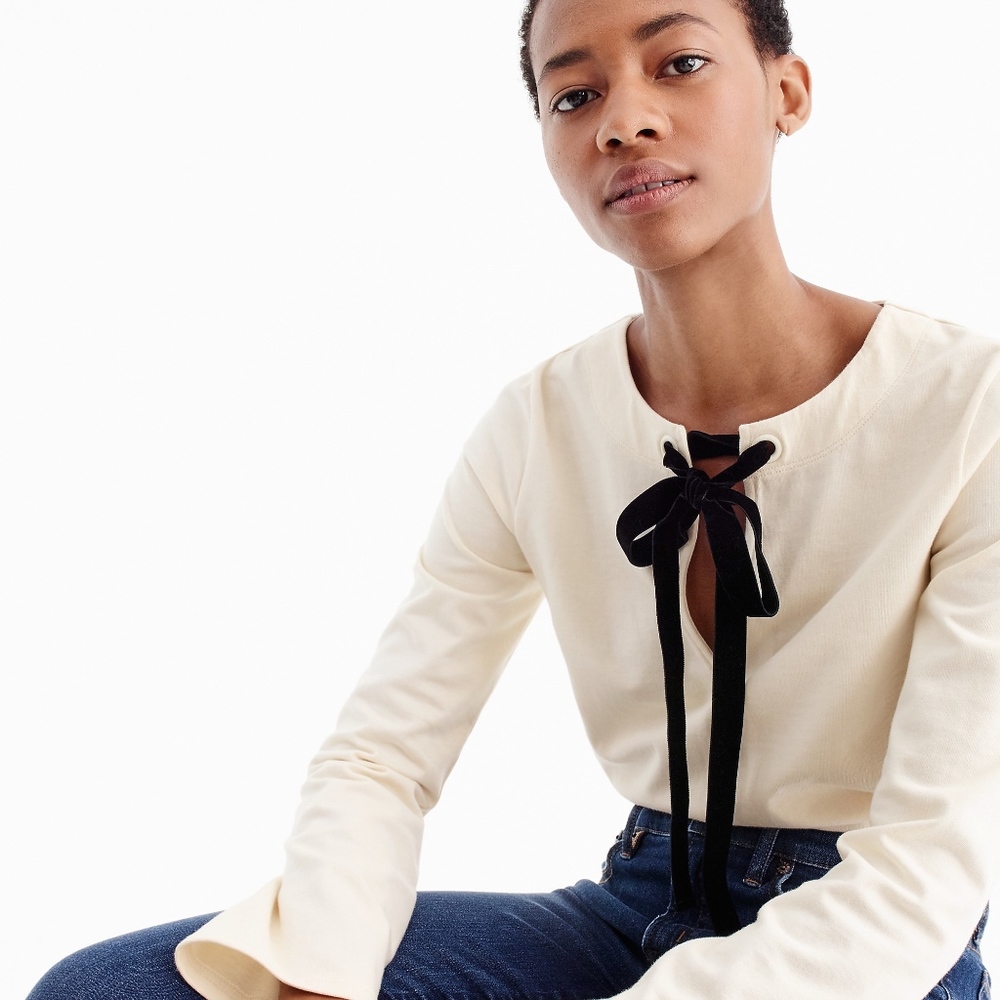 J.crew velvet tie front top, Sz S, NWT